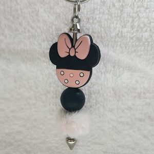 Pink and Black Minnie Keychain